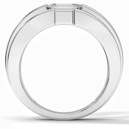 Jzora handmade 2ct emerald cut minimalist geometric solitaire men’s ring