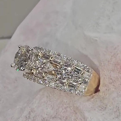 Jzora handmade luxury & sparkling round brilliant cut pavé statement ring