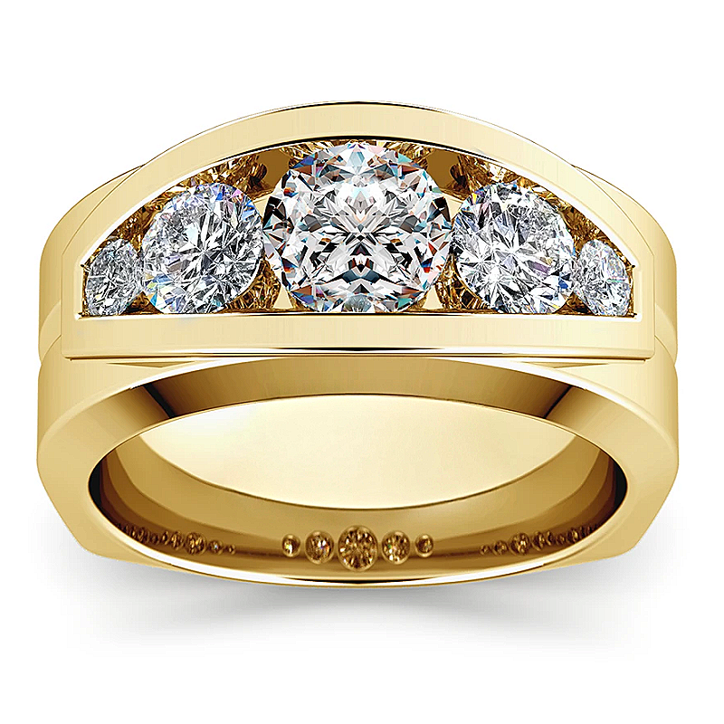 Jzora handmade timeless gold round cut moissanite men's ring