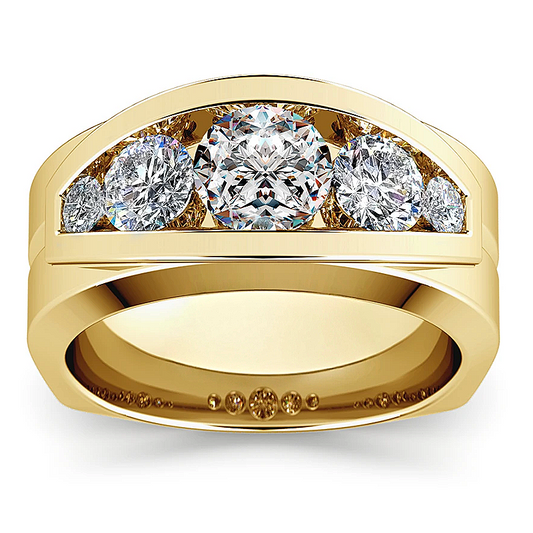 Jzora handmade timeless gold round cut moissanite men's ring