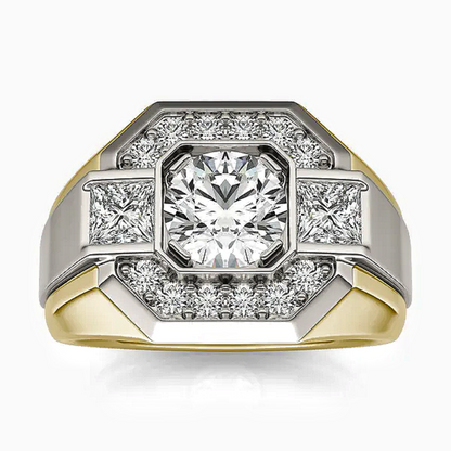Jzora handmade two-tone octagon halo tasteful men’s ring