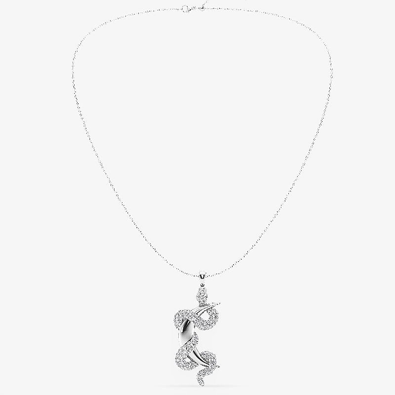 Jzora Handmade Twisted Infinity Serpent CZ Pendant Necklace