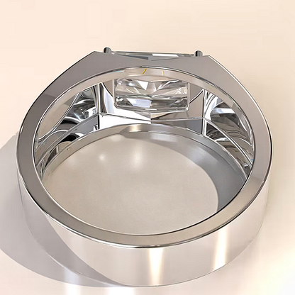 Jzora handmade bold architectural radiant cut moissanite men's band ring