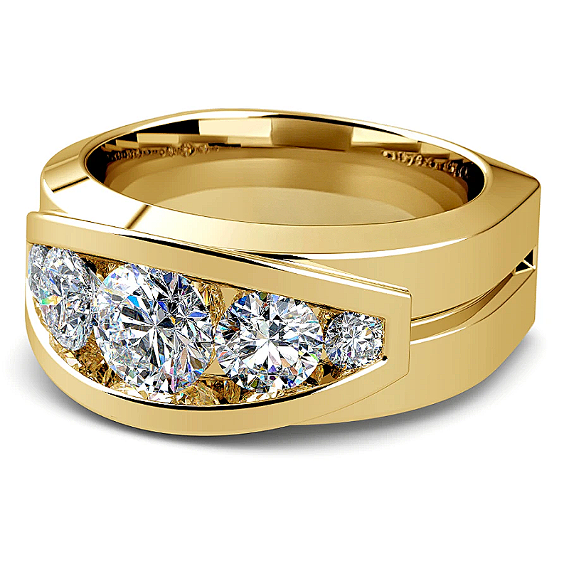 Jzora handmade timeless gold round cut moissanite men's ring