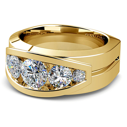 Jzora handmade timeless gold round cut moissanite men's ring