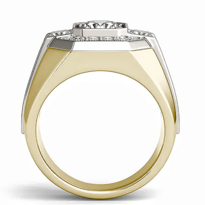 Jzora handmade two-tone octagon halo tasteful men’s ring