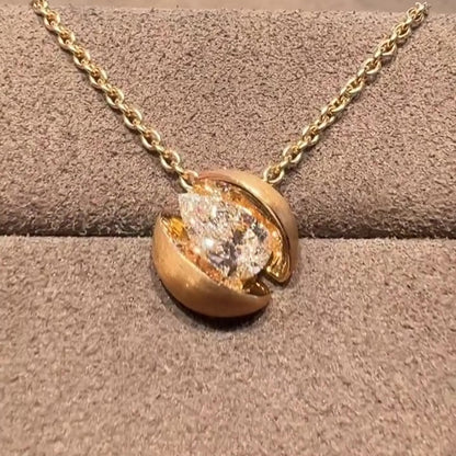 Jzora handmade golden pear cut chic & elegant sterling silver necklace