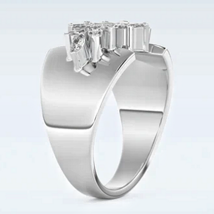 Jzora handmade 0.5ct marquise cut beautiful floral cluster moissanite sterling silver ring