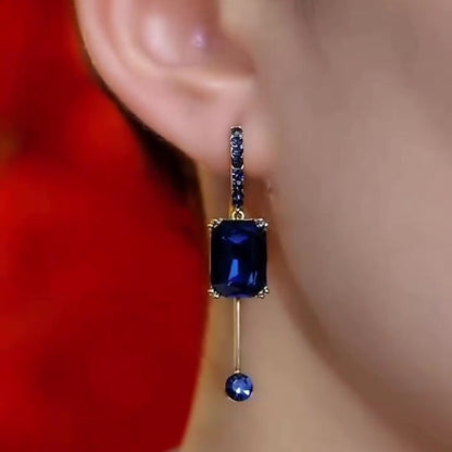 Jzora Handmade Sapphire Radiant Cut Trendy Elegant Earrings