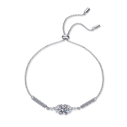 Jzora handmade 1ct fresh & sweet leaf adjustable sterling silver moissanite bracelet