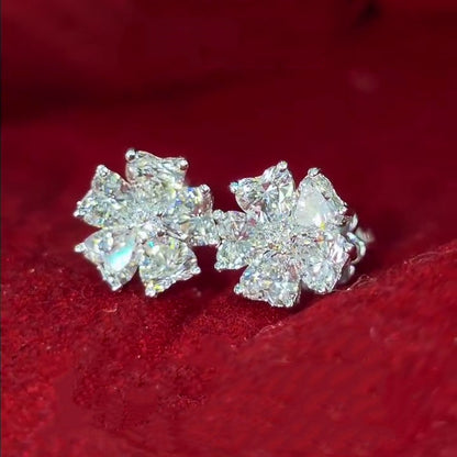 Jzora Handmade Floral Design Heart Shape Sterling Silver Earrings