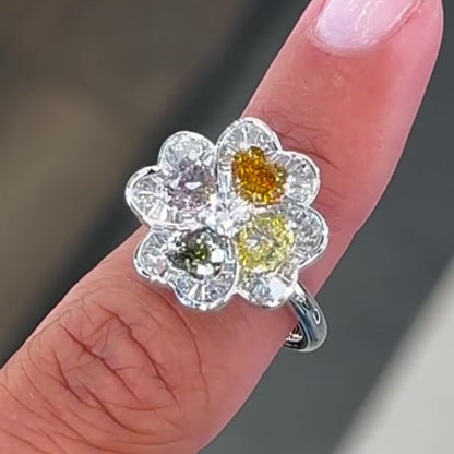Jzora handmade lucky four-leaf clover cocktail ring