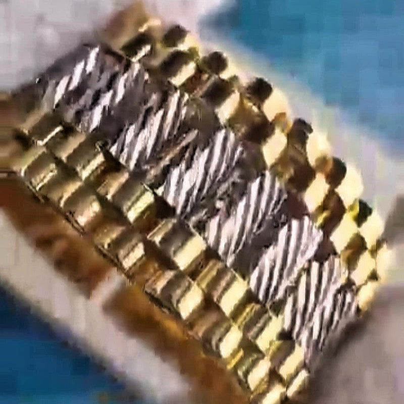 Jzora handmade two-tone geometric link pattern men's ring