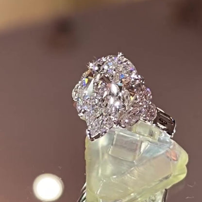 Jzora Handmade Elegant Pear Cut Moissanite Timeless Engagement Ring