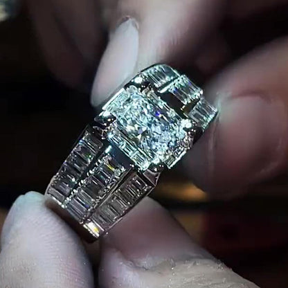 Jzora Handmade Iced Out Moissanite Men's Luxury Statement Ring