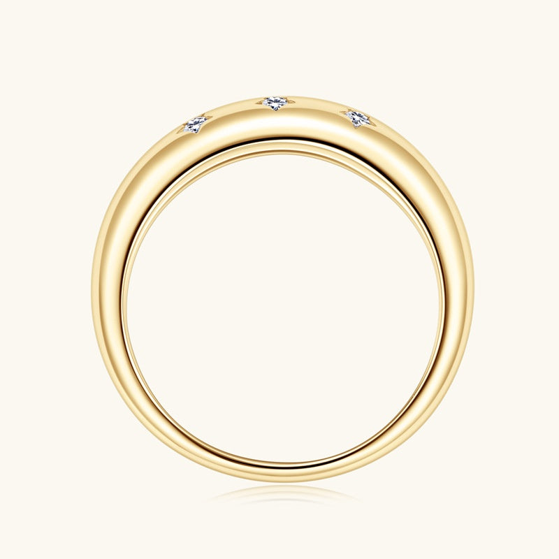 Jzora handmade 0.11ct elegant and captivating star-adorned moissanite sterling silver ring