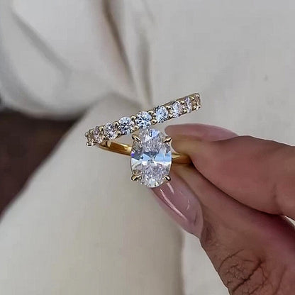 Jzora handmade golden glow eternal shine oval cut sterling silver promise ring