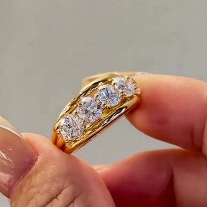 Jzora handmade classic & elegant multi-stone moissanite sterling silver ring