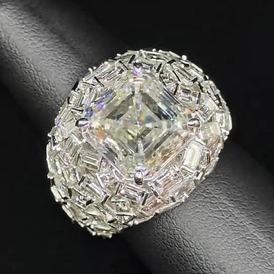 Jzora handmade luxury asscher cut full emerald iced-out ring