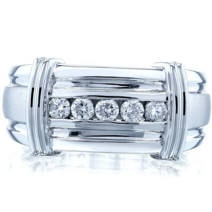 Jzora handmade luxury iced out round cut box frame men's ring