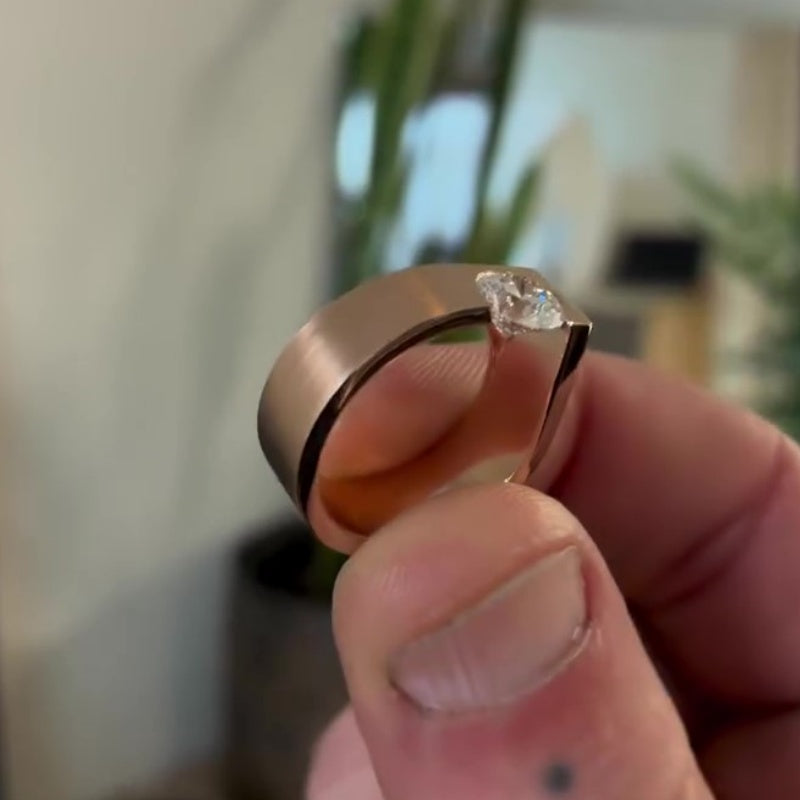 Jzora handmade minimalist & modernist rose gold geometric solitaire men's ring