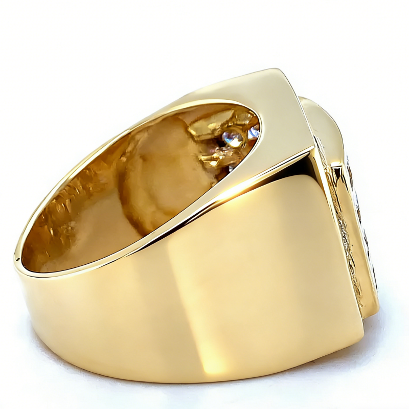 Jzora Handmade Multiple Tiers Channel Set Round CZ Angled Men's Band Ring