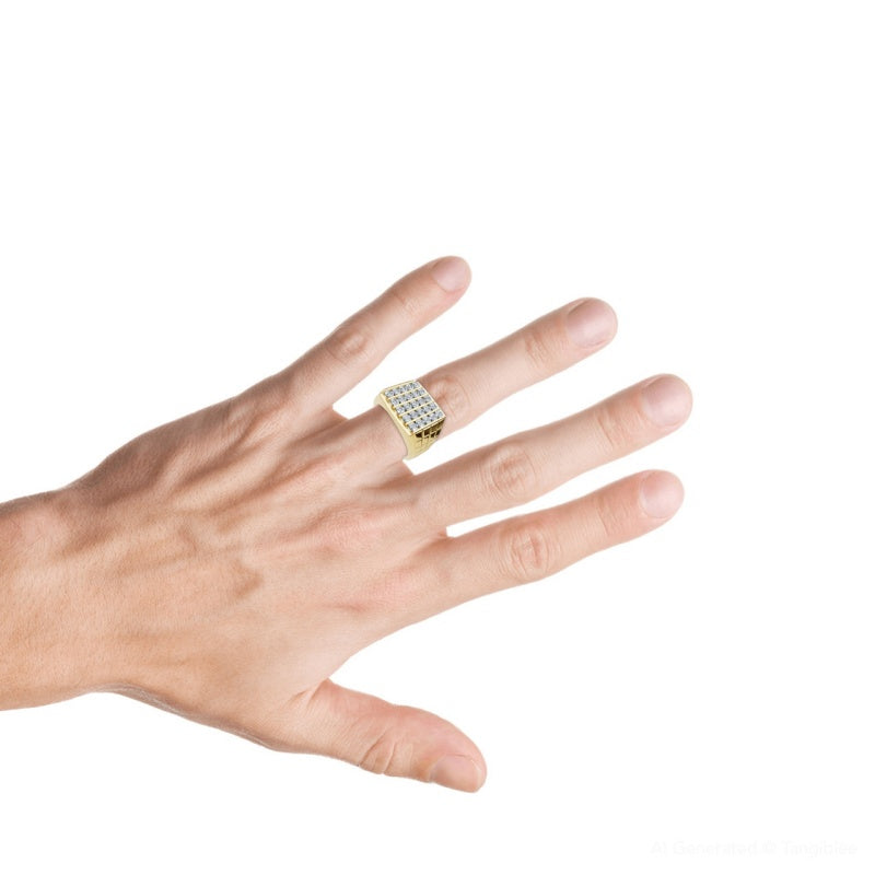 Jzora handmade 5-row round cut grid-style pavé setting men's ring