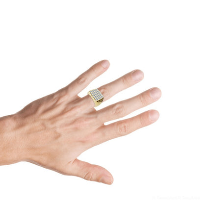 Jzora handmade 5-row round cut grid-style pavé setting men's ring