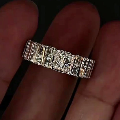 Jzora handmade sleek full-baguette radiant statement men's ring