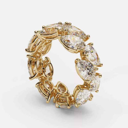 Jzora handmade gold paer cut classic vintage women's band ring