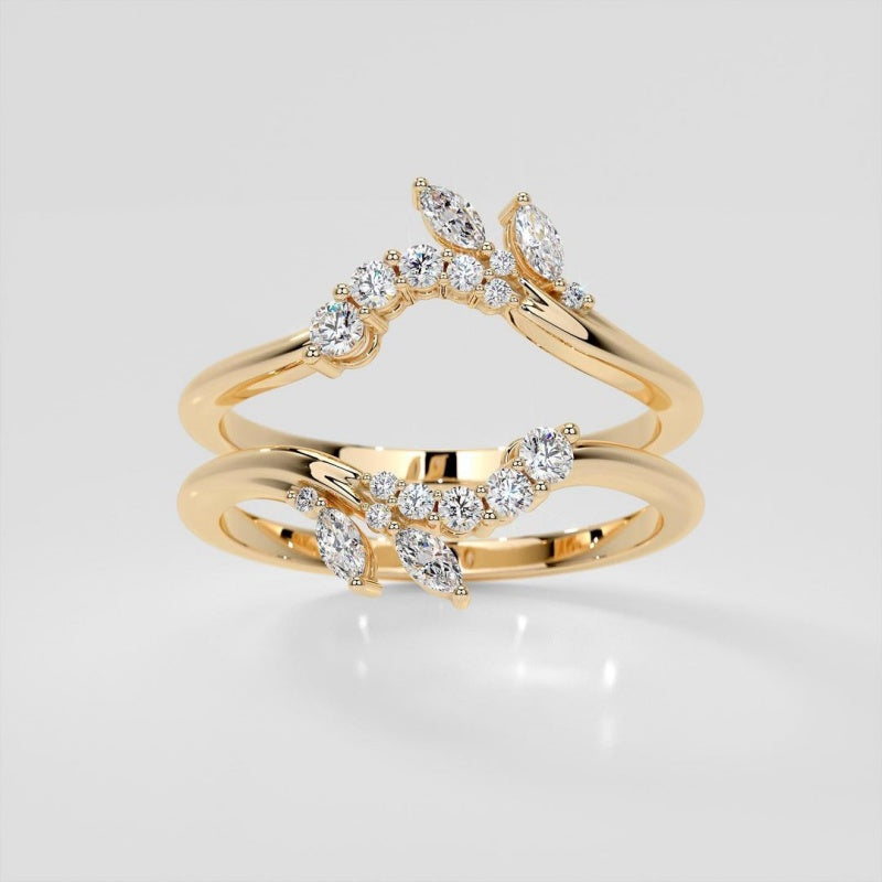 Jzora handmade round cut brilliant sterling silver ring set