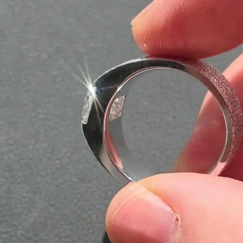 Jzora handmade 2ct radiant cut chic luxury frosted texture wide band men's ring