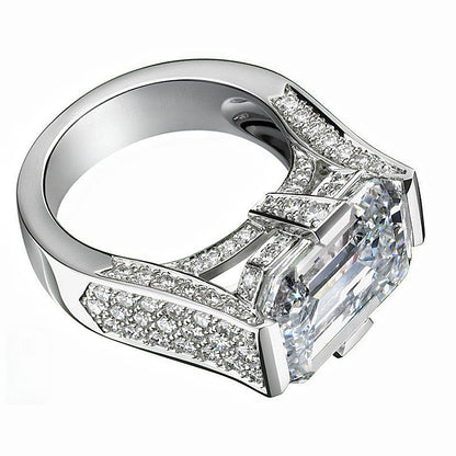 Jzora handmade elegant emerald-cut triple-layer pavé sparkle men's ring