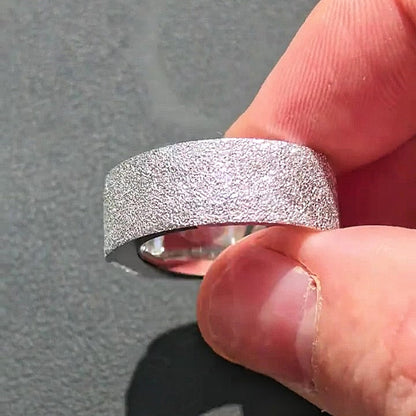 Jzora handmade 2ct radiant cut chic luxury frosted texture wide band men's ring