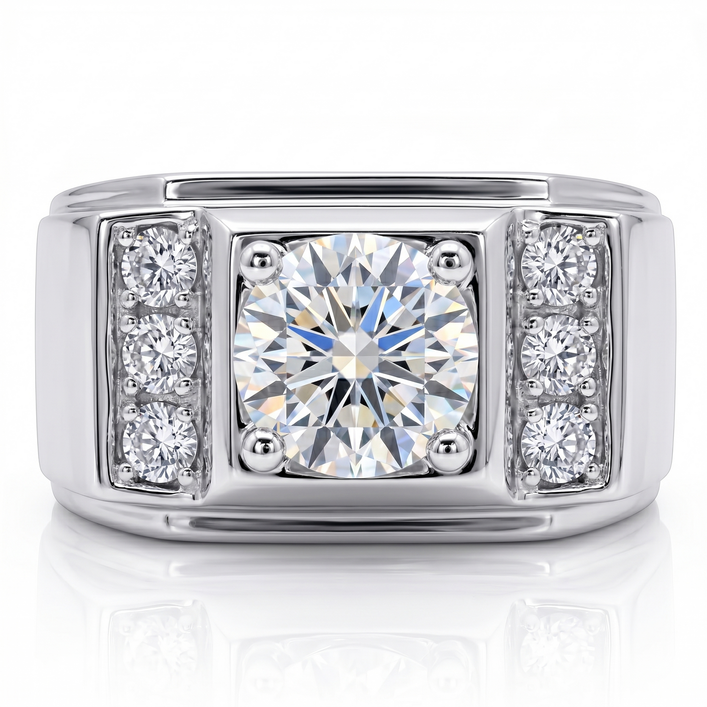 Jzora Handmade Vintage Round Cut Men’s Square Bold Ring