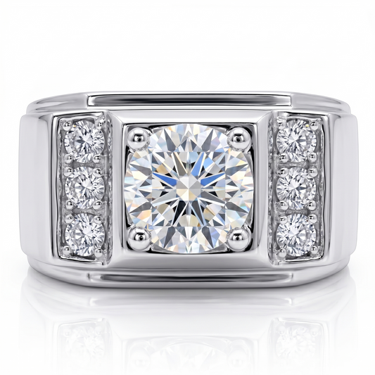 Jzora Handmade Vintage Round Cut Men’s Square Bold Ring