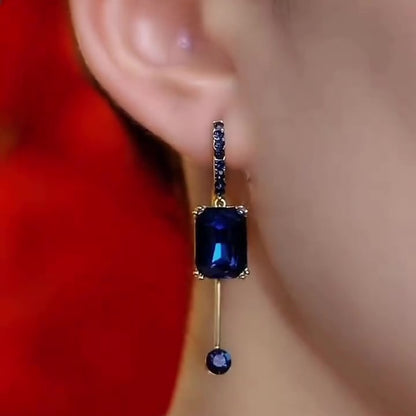 Jzora Handmade Sapphire Radiant Cut Trendy Elegant Earrings
