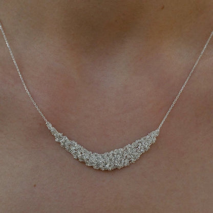 Jzora handmade clear and crystalline moon-shape sterling silver necklace
