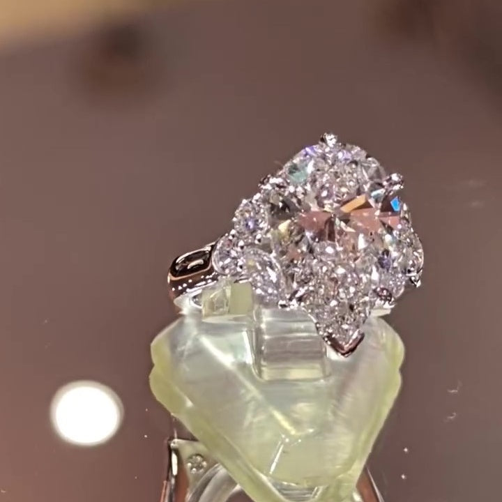 Jzora Handmade Elegant Pear Cut Moissanite Timeless Engagement Ring