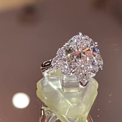 Jzora Handmade Elegant Pear Cut Moissanite Timeless Engagement Ring