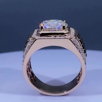 Jzora handmade 5ct round cut pavé setting dazzling men's ring