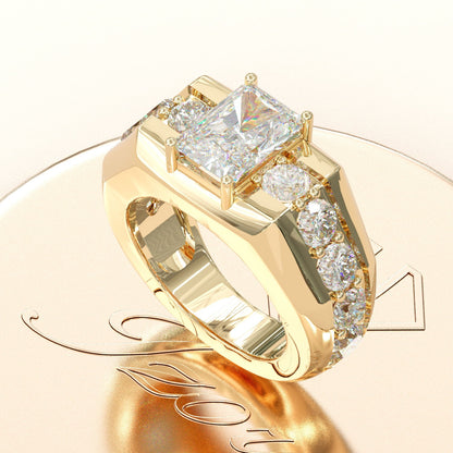 Jzora handmade 6.5ct radiant cut majestic & luxury men's statement ring