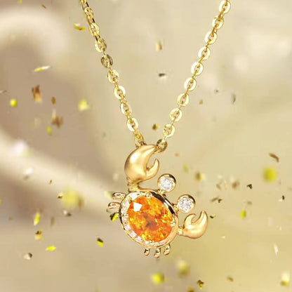 Jzora handmade crab 1.5ct oval cut sterling silver necklace