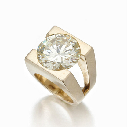 Jzora handmade modern bold bezel-set round cut solitaire moissanite sterling silver ring