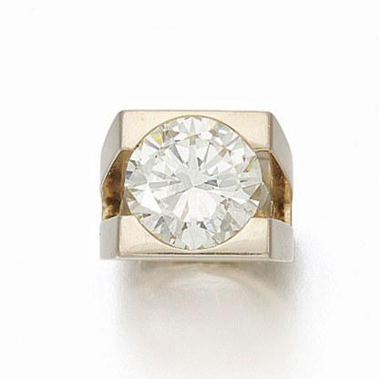 Jzora handmade modern bold bezel-set round cut solitaire moissanite sterling silver ring