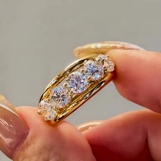 Jzora handmade classic & elegant multi-stone moissanite sterling silver ring