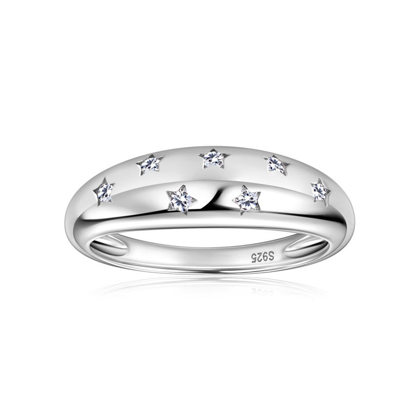 Jzora handmade 0.11ct elegant and captivating star-adorned moissanite sterling silver ring