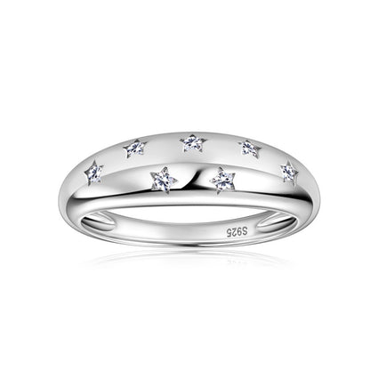 Jzora handmade 0.11ct elegant and captivating star-adorned moissanite sterling silver ring