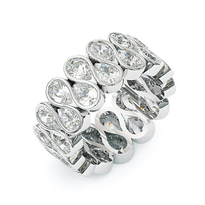 Jzora handmade pear cut sparkling wide band sterling silver ring