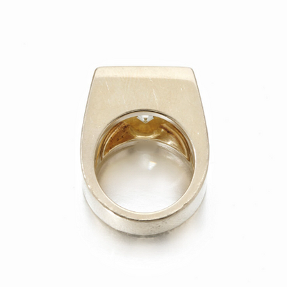 Jzora handmade modern bold bezel-set round cut solitaire moissanite sterling silver ring